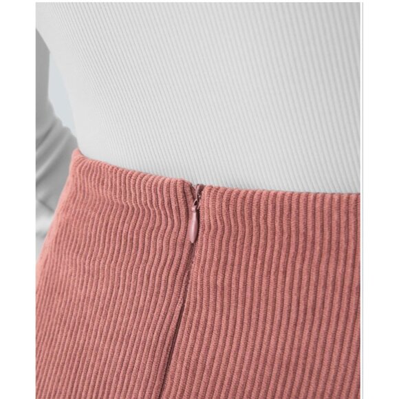 Halara High Waisted Corduroy Casual Skirt Sz Large Pink Invisible Zipper 2-in-1 - Picture 6 of 9